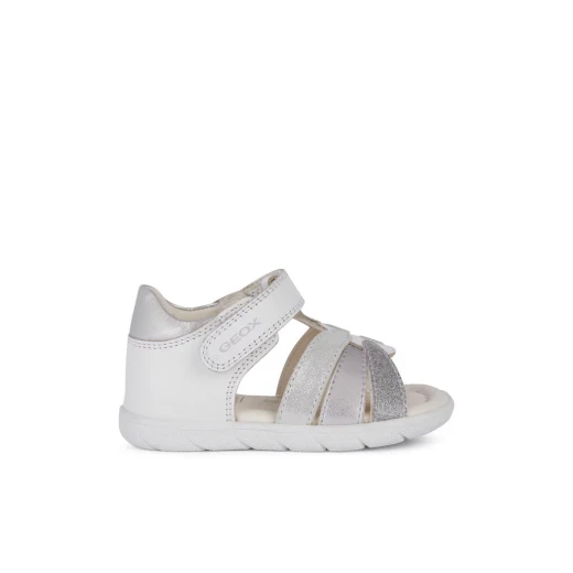 Geox Chalki Baby Sandals White 26 Lightweight Breathable Casual Style Nappa Suede Girls Shoes Easy Adjustment Flexible Sole Stable Gait Fast Delivery Easy Exchange - Geox - Image 2