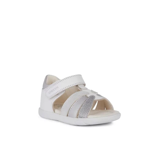 Geox Chalki Baby Sandals White 26 Lightweight Breathable Casual Style Nappa Suede Girls Shoes Easy Adjustment Flexible Sole Stable Gait Fast Delivery Easy Exchange - Geox - Image 3