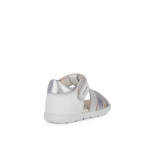 Geox Chalki Baby Sandals White, Lightweight Breathable Sandals for Baby Girls, Nappa and Suede Construction, Flexible Sole, Size 24, Easy to Adjust, Casual Style - Geox - Image 4