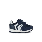 Geox Alben Baby Sneakers Navy Blue For Boys, Lightweight Breathable Suede and Mesh Design, Sporty Retro Style, Size 23, Comfortable for Little Adventurers - Geox