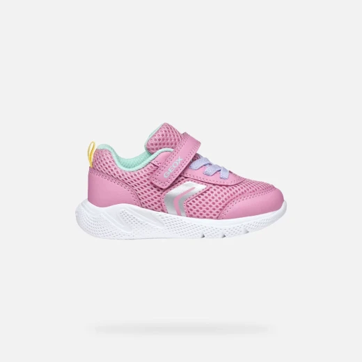 Sprintye Baby Girls Sneakers Pink 24 Breathable Mesh Running Shoes - Geox - Image 2