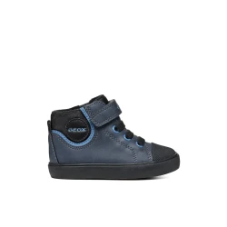 Geox Gisli Baby Boys' Sneakers Navy Blue 24 Retro Style Mid Cut Breathable Comfortable Design Waxed Leather Effect Nylon Upper Easy On Off Fast Delivery Exchange in Stores