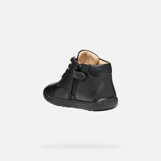 Geox Macchia Baby Black First Steps Sneakers for Infants and Toddlers 23: Mid Cut Design, Breathable, Supple Nappa Leather, Everyday Wear - Geox - Image 5