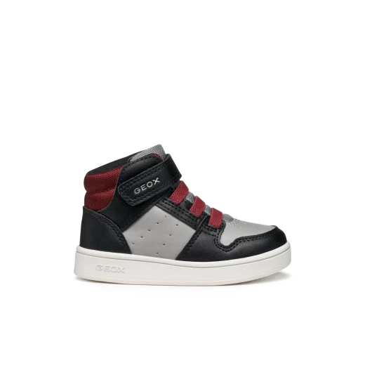 Eclyper Baby Boys Mid Cut Basketball Sneakers in Black, Sporty Leather Effect Design, Comfortable Fit, Available in Size 22, Perfect for Everyday Wear and Stylish Outings - Geox - Image 2