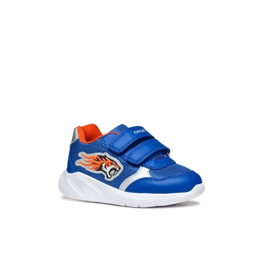 Geox Sprintye Baby Blue Sneakers Breathable Mesh Leather Effect Low Cut Running Shoe Style for Baby Boys Size 23 Comfortable and Stylish - Geox - Image 4