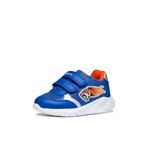 Geox Sprintye Baby Blue Sneakers Breathable Mesh Leather Effect Low Cut Running Shoe Style for Baby Boys Size 23 Comfortable and Stylish - Geox - Image 5