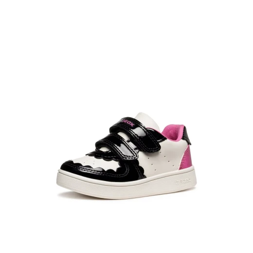 Eclyper Baby Girls Sneakers White Patent Leather Effect Sporty Design for Daily Wear Size 27 Crafted from Leather Effect Material Perfect for Little Feet - Geox - Image 4
