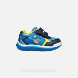 Lightyloo Baby Lightweight Low Cut Sneakers for Baby Boys with Twinkling Lights, Navy Color, Leather Effect and Mesh Construction, Size 23, Perfect for Athleisure Wear