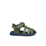 FUSBETTO Baby Boys' Zapito First Steps Sandals Sage Green Canvas and Leather Effect Material Casual Sporty Design Size 22 for Everyday Wear Partnership with Italian Podiatrists - Geox