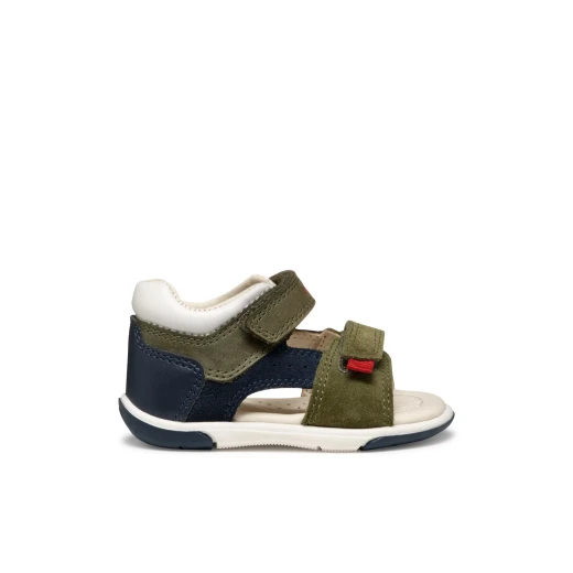Zapito Baby Boys' First Steps Sandals in Green Suede and Waxed Leather, Closed Back Design for Comfort and Support, Size 24 - Geox - Image 2