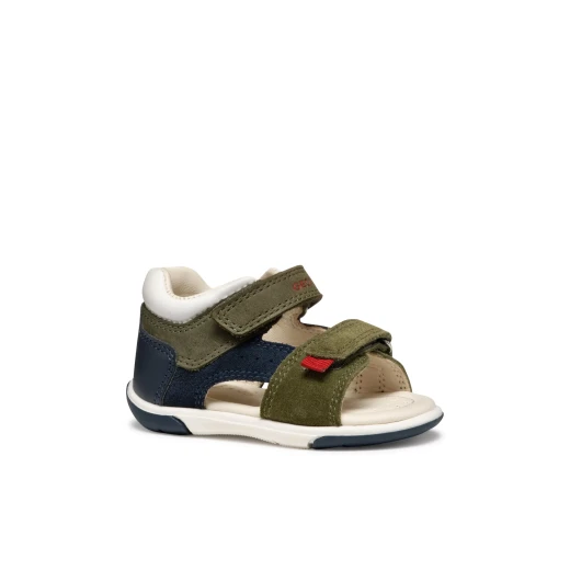 Zapito Baby Boys' First Steps Sandals in Green Suede and Waxed Leather, Closed Back Design for Comfort and Support, Size 24 - Geox - Image 4