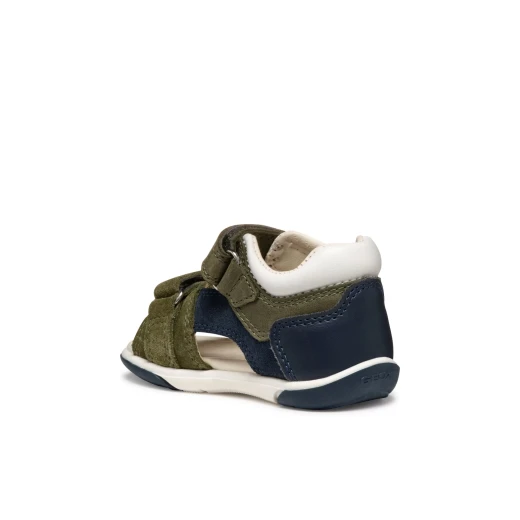 Zapito Baby Boys' First Steps Sandals in Green Suede and Waxed Leather, Closed Back Design for Comfort and Support, Size 24 - Geox - Image 7