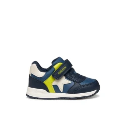 RISHON BABY Navy First Steps Sneakers for Baby Boys Lightweight Breathable Cushioned Sporty Design Nylon and Leather Effect Upper Size 22 for Everyday Comfort and Activity