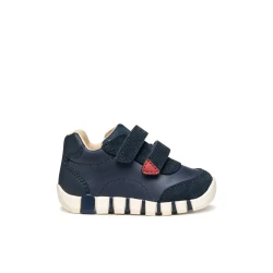 IUPIDOO Baby Boys' Navy Blue Sneakers with Waxed Leather and Suede Upper, Sporty Design, Flexible Sole, and Cushioned Insole, Size 23 for Everyday Wear