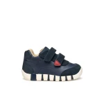 IUPIDOO Baby Boys' Navy Blue Sneakers with Waxed Leather and Suede Upper, Sporty Design, Flexible Comfort and Cushioning, Size 24, Ideal for Everyday Wear, Item B5655B.0CL22.C0735 - Geox