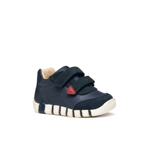 IUPIDOO Baby Boys' Navy Blue Sneakers with Waxed Leather and Suede Upper, Sporty Design, Flexible Sole, and Cushioned Insole, Size 23 for Everyday Wear - Geox - Image 3