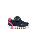 IUPIDOO Baby First Steps Sneaker Navy Blue 26 Features Double Riptape Closure Printed Suede and Leather Effect for Comfort and Support - Iupidoo