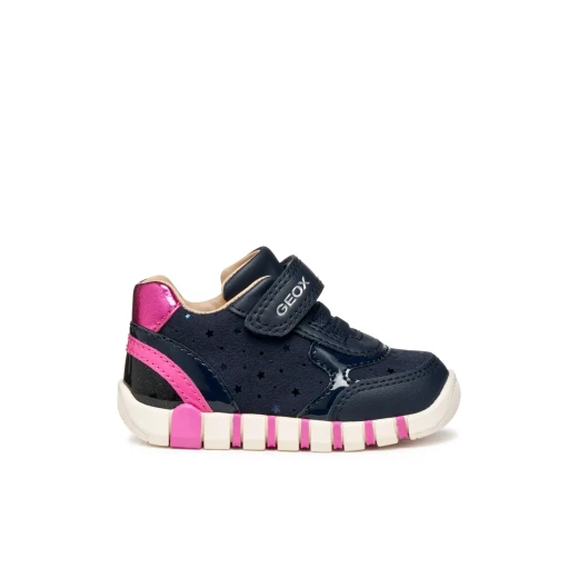 IUPIDOO Baby First Steps Sneaker NAVY 23 for Baby Girls Printed SuedeLike Material Leather Effect Double Riptape Closure Flexy Cushioning Design Comfort Exploration Support - Geox - Image 2