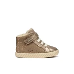 Geox Mirrorless Baby Sneaker Dark Beige for Baby Girls Size 22 Suede Like and Pearlescent Leather Effect Material Sporty Casual Style for Little Explorers - Geox