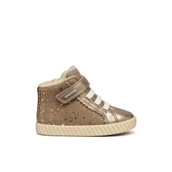 Geox Mirrorless Baby Sneaker Dark Beige for Baby Girls Size 22 Suede Like and Pearlescent Leather Effect Material Sporty Casual Style for Little Explorers