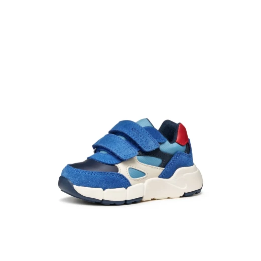 حذاء رياضي للأطفال من جيوكس فليكسيبر ميني، أزرق ملكي، جلد سويدي ومادة شبيهة بالجلد، مريح للأولاد الصغار، مقاس 22، تصميم رياضي كاجوال - جيوكس - Image 4