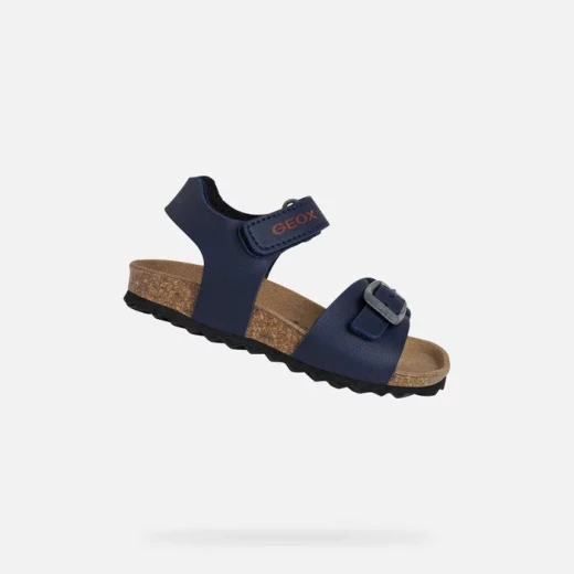 Chalki Baby Boys' Sandals Navy Blue Leather Effect Adjustable 23 - Geox - Image 2