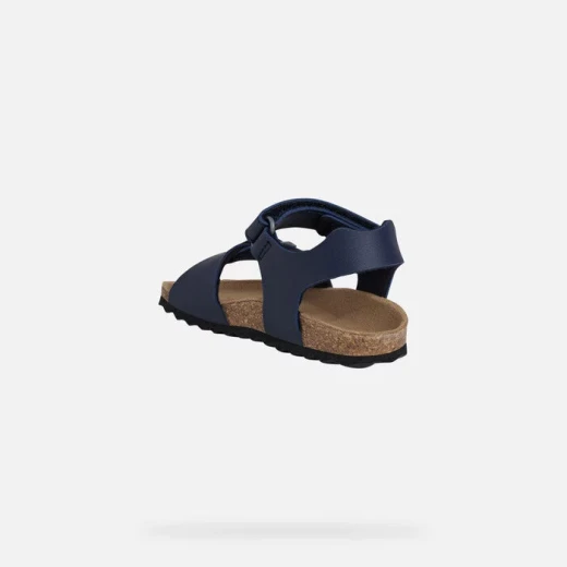 Chalki Baby Boys Sandals Navy Blue Leather Effect Adjustable 24 - Geox - Image 4