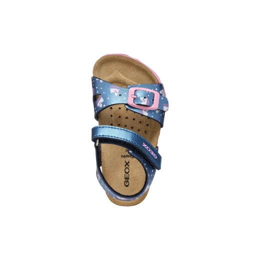 CHALKI BABY Girls Sandals Navy Open Toe Pearlescent Leather Effect Anatomic Breathable Design Adjustable Riptape Closure Size 26 for Baby Girls Casual Styling Footwear - Geox - Image 10