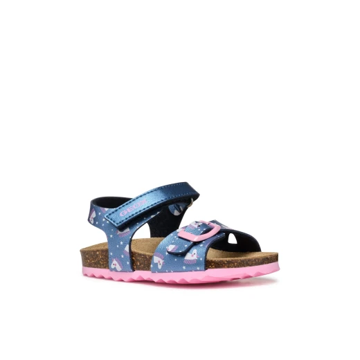 CHALKI Baby Girls' Sandals Navy Pearlescent Leather Effect Open Toe with Adjustable Riptape Closure Anatomic Breathable Design Sizes Available: 25 Perfect for Casual Styling - Chalki - Image 12