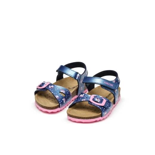 CHALKI BABY Girls Sandals Navy Open Toe Pearlescent Leather Effect Anatomic Breathable Design Adjustable Riptape Closure Size 26 for Baby Girls Casual Styling Footwear - Geox - Image 16
