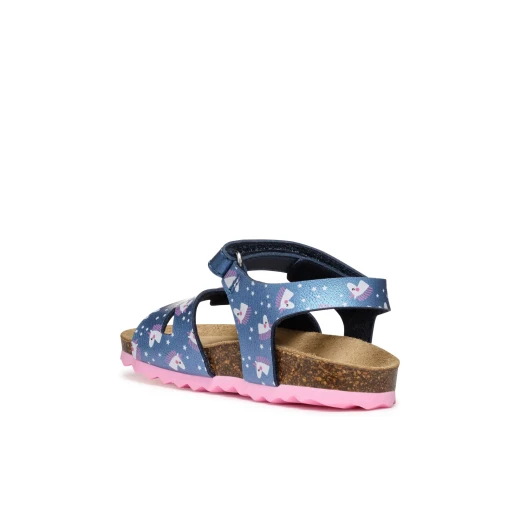 CHALKI BABY Girls Sandals Navy Blue Open Toe Design Adjustable Riptape Closure Pearlescent Leather Effect Material Breathable Anatomic Design Casual Styling Sizes Available: 24 - Geox - Image 7