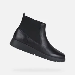 Geox Arlara Woman's Ankle Boots in Black Nappa Leather, Size 37, Featuring Next Generation Comfort and Urban Style, Breathable and Easy to Wear, Ideal for Various Occasions