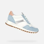 Geox Tabelya Woman Sneaker Sky Blue and White Suede Nylon 39 Contemporary Running Shoe Design Feminine Casual Style Comfortable Everyday Wear Fast Delivery and Easy Exchange - Geox