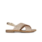 Geox Sozy S Women's Flat Sandals Braided Detail Light Gold Size 36 - Geox
