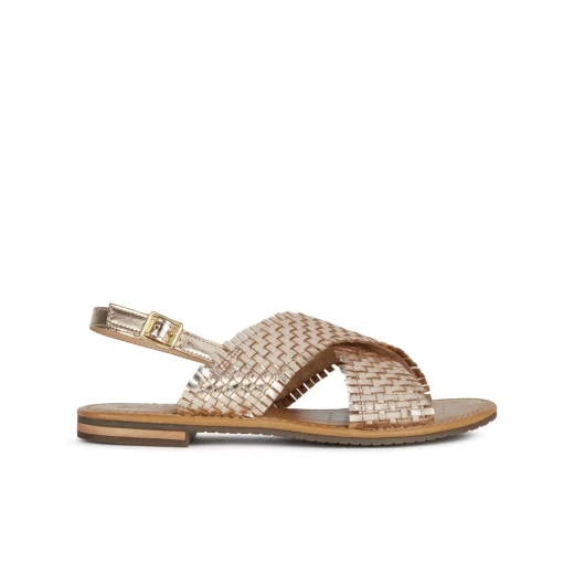 Geox Sozy S Women's Flat Sandals Braided Detail Light Gold Size 36 Geox Sozy S Women's Flat Sandals Braided Detail Light Gold Size 36