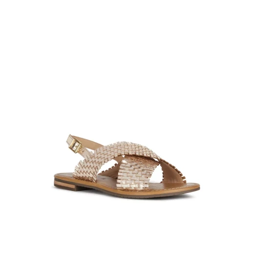 Geox Sozy S Women's Flat Sandals Braided Detail Light Gold Size 36 - Geox - Image 3