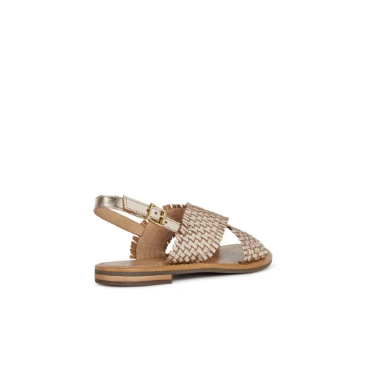 Geox Sozy S Women's Flat Sandals Braided Detail Light Gold Size 36 - Geox - Image 4
