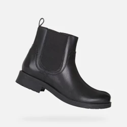 Geox Rewelle Woman's Ankle Boots in Black, Size 37, Biker-Inspired Design with Elasticated Panel for Easy Wear and Breathable Sole for All-Day Comfort