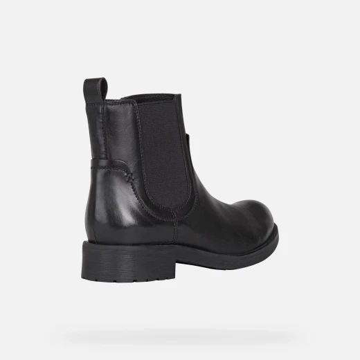 Geox Rewelle Woman's Ankle Boots in Black Nappa Leather, Biker Style Design, Featuring Elastic Panel, Breathable Sole with Grip, Size 38, Urban Everyday Fashion Footwear - Geox - Image 4