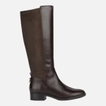 Geox Felicity Woman Riding Boots Dark Brown Leather Breathable 36 Equestrian Style Comfortable Easy Entry Elasticated Microfibre Panels Fast Delivery Exchange at GEOX/JOR Stores - Geox