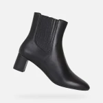 Geox Pheby 50 Women's Black Ankle Boots Mid Heel Comfortable Breathable Leather Elegant Formal Wear Size 40 D16QMF.00085.C9999 Fast Delivery Easy Exchange - Geox