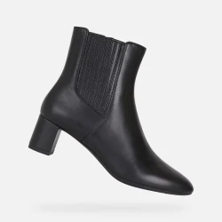 Geox Pheby 50 Women's Black Ankle Boots Mid Heel Comfortable Breathable Leather Elegant Formal Wear Size 40 D16QMF.00085.C9999 Fast Delivery Easy Exchange