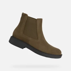 Geox Spherica EC1 Women's Ankle Boots Olive Green Suede Ultra Cushioning Breathable 38 Urban Style Elasticated Panel Comfortable Lightweight 2024 Fashion