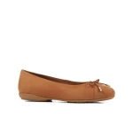 Annytah Woman Ballet Flats Suede Cognac 36 Round Toe Breathable - Geox