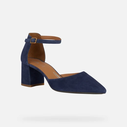 Geox Bigliana Women's Court Shoes Navy Blue Suede Mid Heel Pointed Toe Classic Design Size 40 Versatile and Easy to Match Formal and Special Occasions - Geox - Image 3