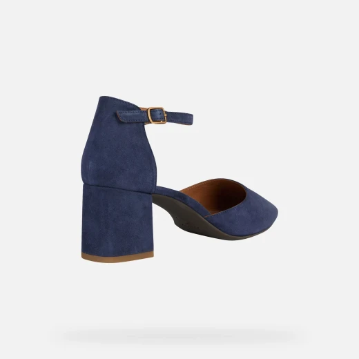 Geox Bigliana Women's Court Shoes Navy Blue Suede Mid Heel Pointed Toe Classic Design Size 40 Versatile and Easy to Match Formal and Special Occasions - Geox - Image 4