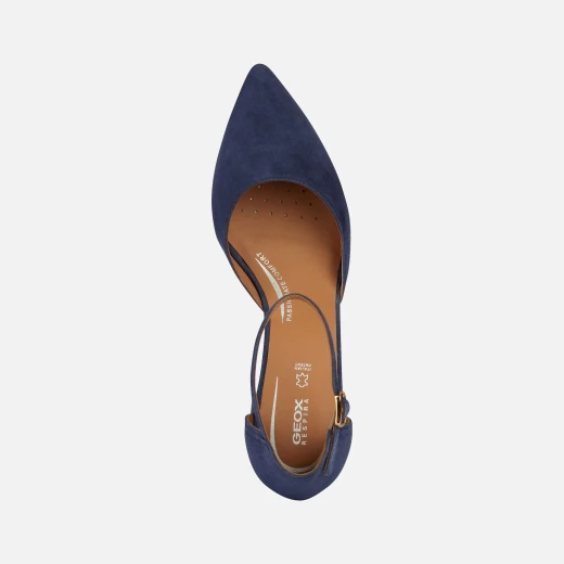 Geox Bigliana Women's Court Shoes Navy Blue Suede Mid Heel Pointed Toe Classic Design Size 40 Versatile and Easy to Match Formal and Special Occasions - Geox - Image 5