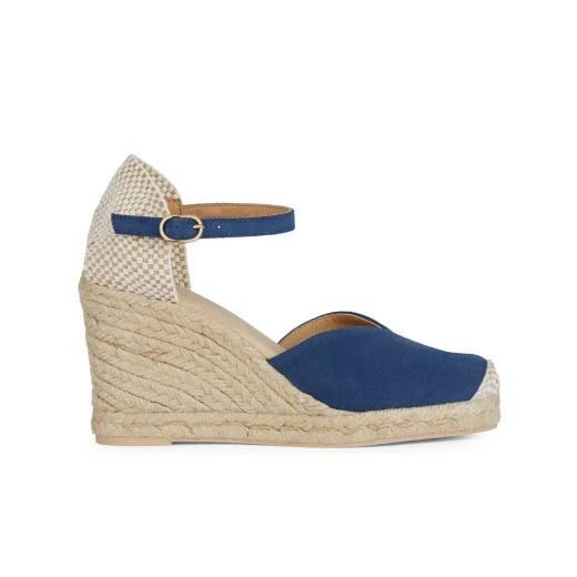 Geox Gelsa Woman Espadrille Sandal AVIO Blue Suede 7 CM Wedge Heel Size 41 Summer Footwear with Fast Delivery and Easy Exchange - Geox - Image 2