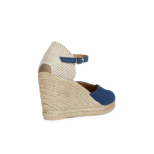 Geox Gelsa Woman Espadrille Sandal AVIO Blue Suede 7 CM Wedge Heel Size 41 Summer Footwear with Fast Delivery and Easy Exchange - Geox - Image 4