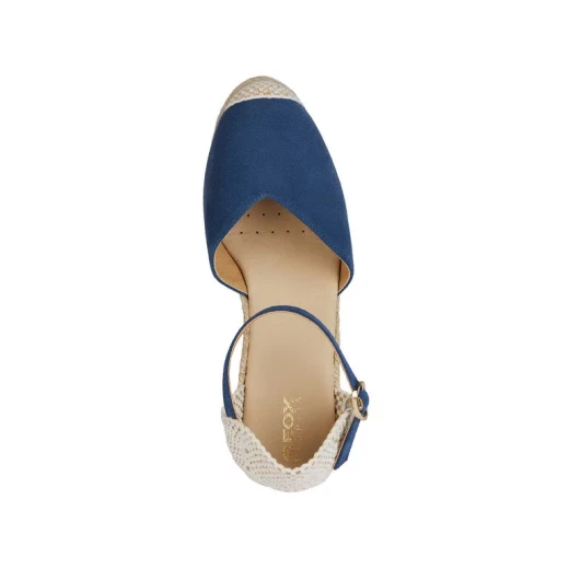 Geox Gelsa Woman Espadrille Sandal AVIO Blue Suede 7 CM Wedge Heel Size 41 Summer Footwear with Fast Delivery and Easy Exchange - Geox - Image 7